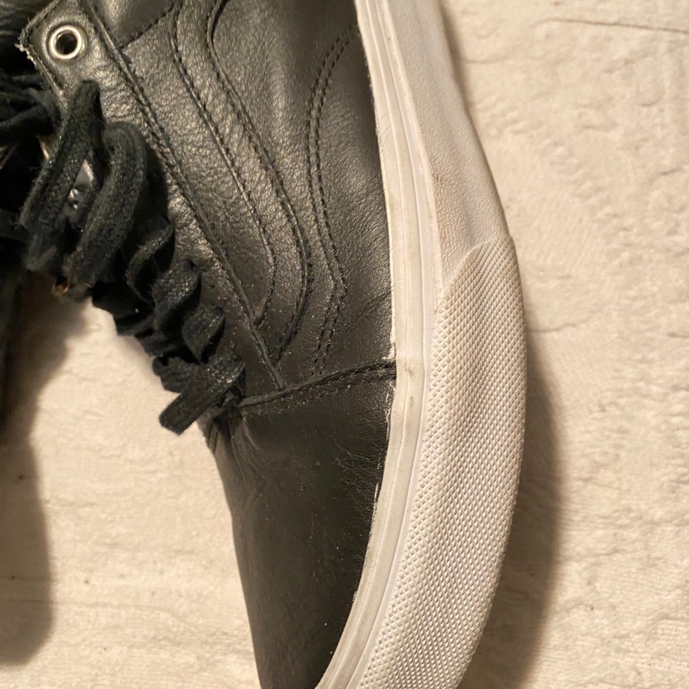 Vans Black Leather Lace-Up Sneaker - Picture 2 of 15